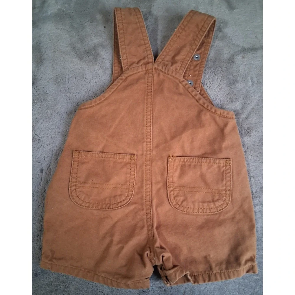 Carhartt Baby 9M Brown Canvas Duck Bib Overalls Shortalls CG8623-214
